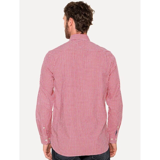 Camisa Tommy Hilfiger Masculina Xadrez Gingham Branca/Vermelha