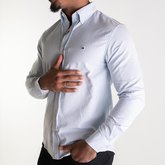 Camisa Tommy Hilfiger Oxford Azul Claro