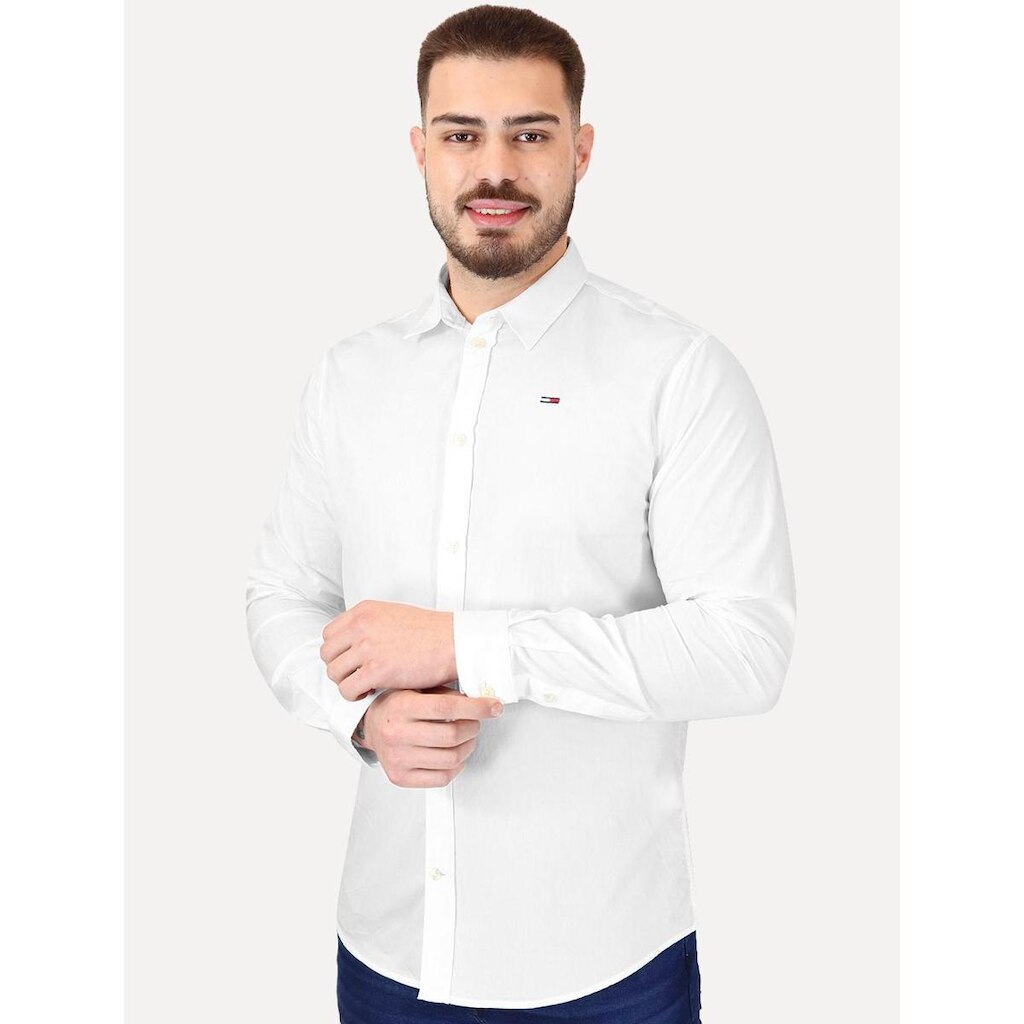 Camisa Tommy Jeans Masculina Regular Entry Poplin Branca