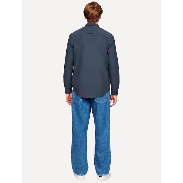 Camisa Tommy Jeans Masculina Regular Washed Oxford Azul Marinho