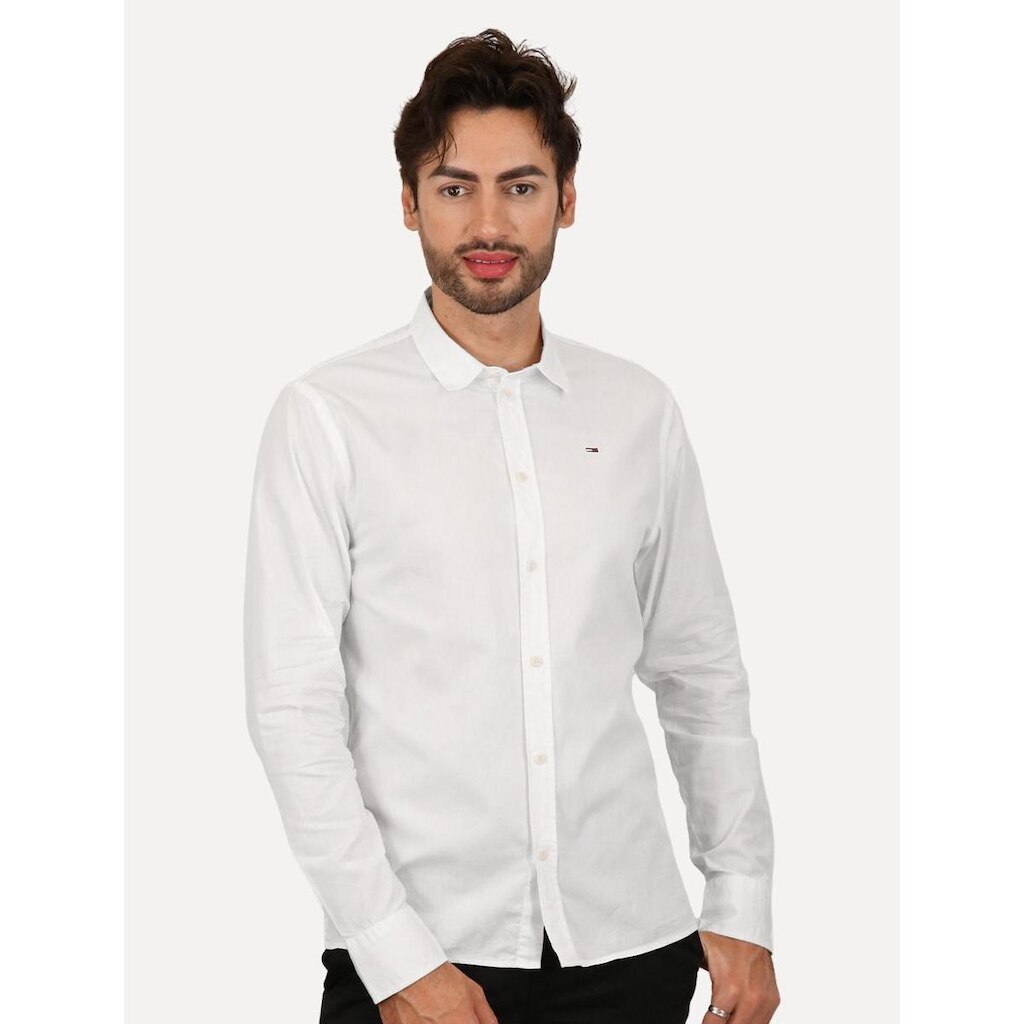 Camisa Tommy Jeans Masculina Slim Original Stretch Branca