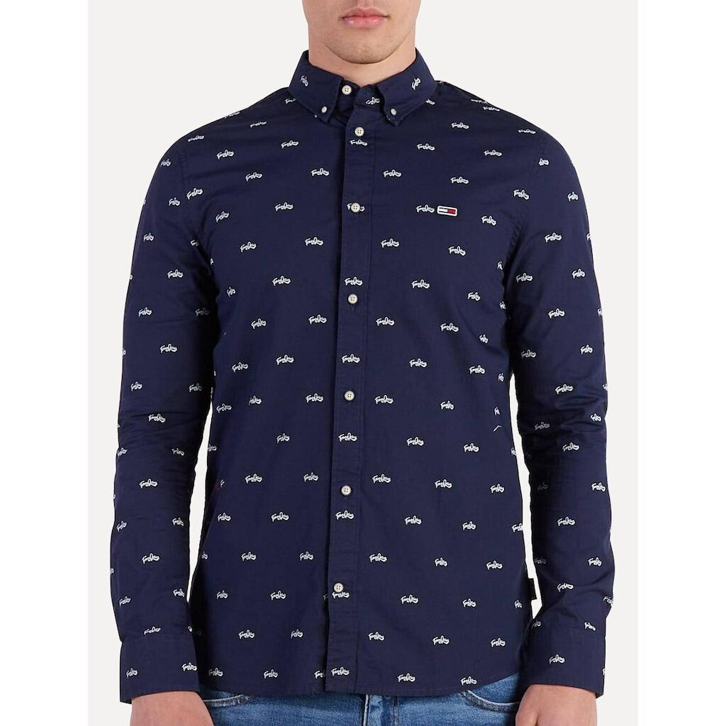 Camisa Tommy Jeans Regular College Pop Dobby Masculina