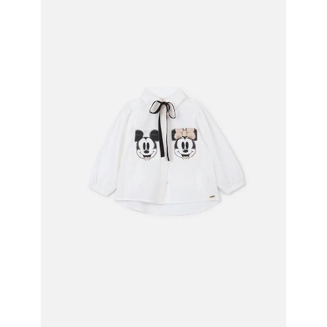 Camisa Tricoline Laço Minnie e Mickey Animê
