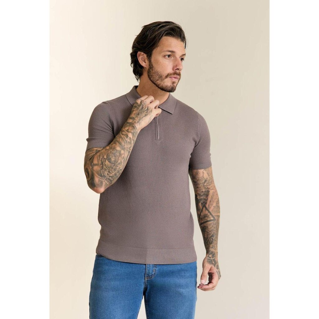 Camisa Tricot Gola Polo com Zíper
