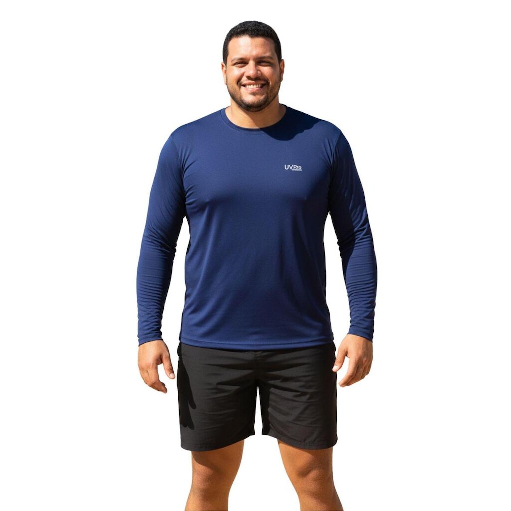 Camisa UV Pro Masculina G1 (48–50) Para Praia, Pesca e Esporte – Azul Marinho