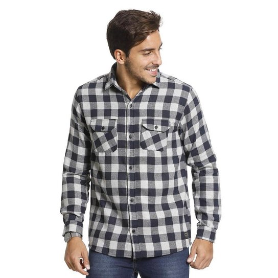 Camisa VLCS Xadrez Manga Longa Cinza - Cinza