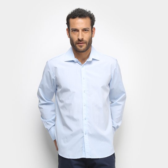 Camisa Watkins & Krown Manga Longa Slim Maquinetada Masculina - Azul