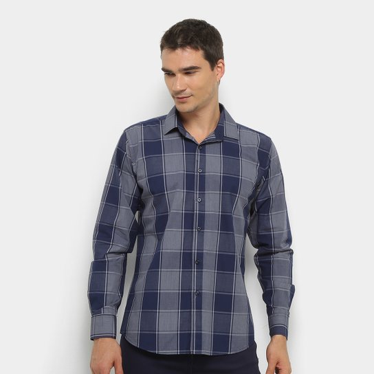 Camisa Watkins & Krown Manga Longa Xadrez Masculina - Azul