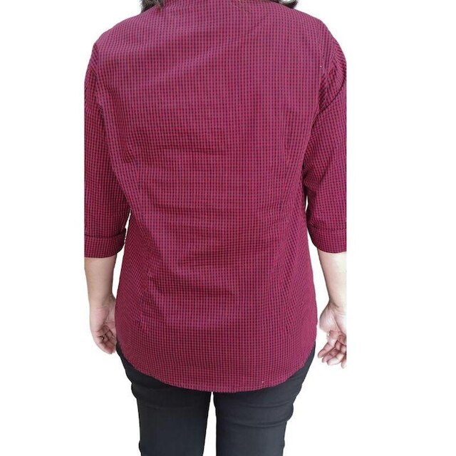 Camisa Xadrez 782 Feminina Manga 3/4 Algodão 100%
