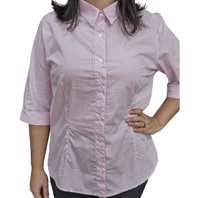 Camisa Xadrez 782 Feminina Manga 3/4 Algodão 100%