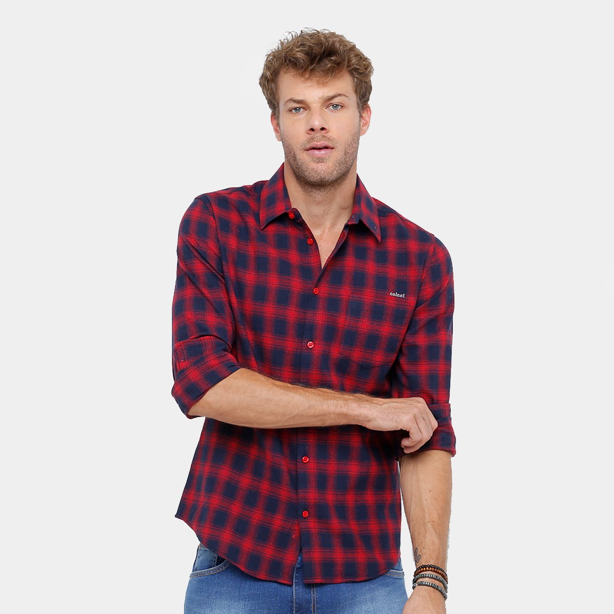 Camisa Xadrez Masculina Slim Social