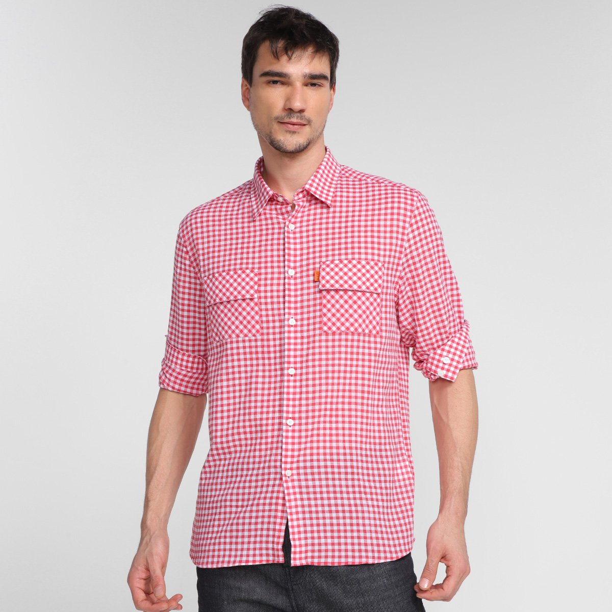 Camisa Xadrez Ellus Com Bolso Manga Longa Masculina - Vermelho Menor preço em Camisa Xadrez Ellus Com Bolso Manga Longa Masculina - Vermelho