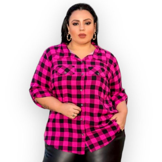 Camisa Xadrez Feminina Plus Size Festa Junina Manga Longa Zattini