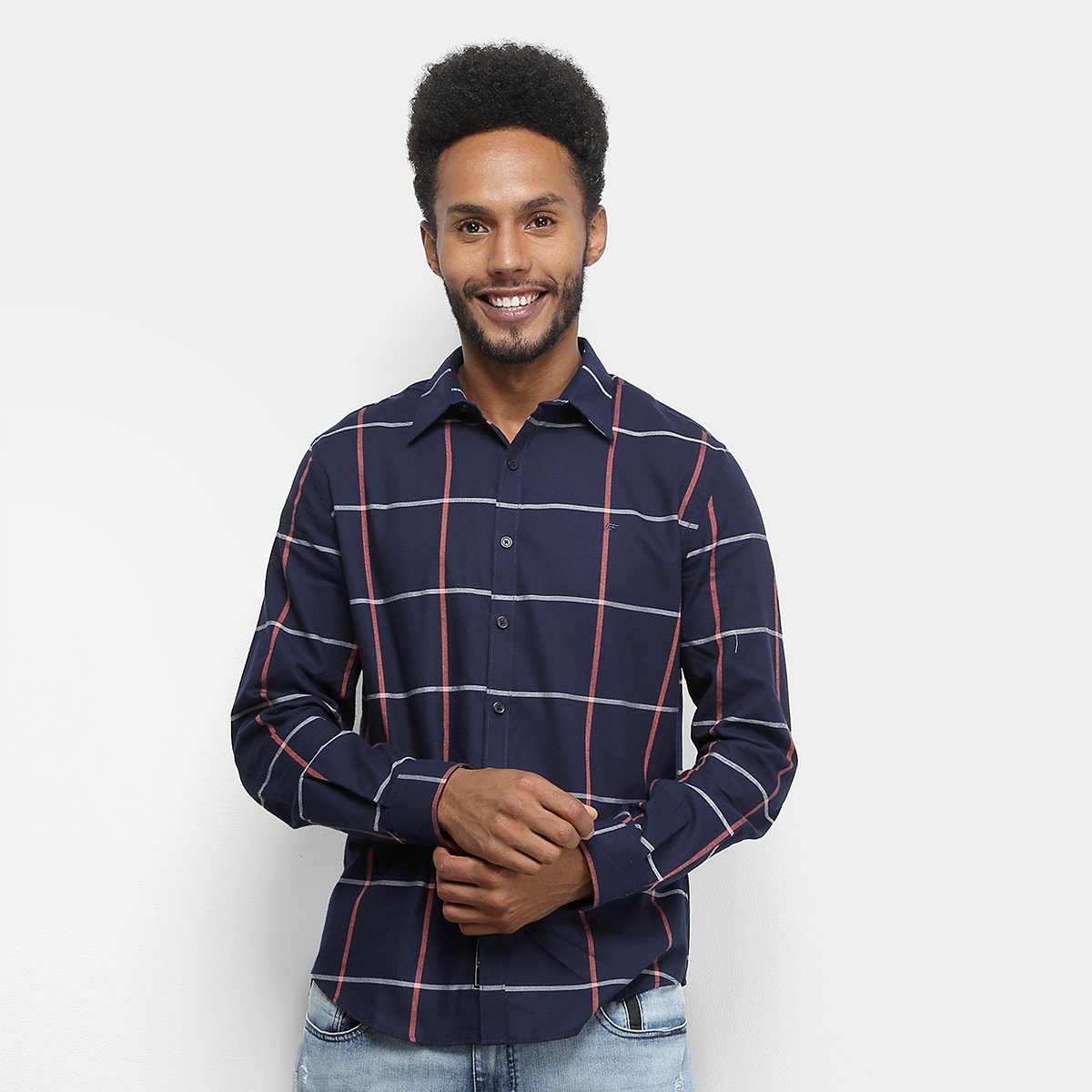 Camisa Xadrez Manga Longa Ellus Web Mool Touch Check 50 Masculina - Azul Escuro Menor preço em Camisa Xadrez Manga Longa Ellus Web Mool Touch Check 50 Masculina - Azul Escuro