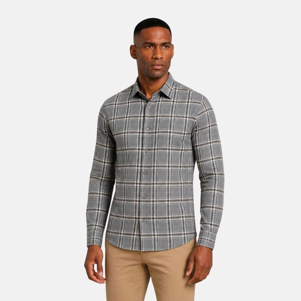 Camisa Xadrez Masculina Algodão Manga Longa Medson