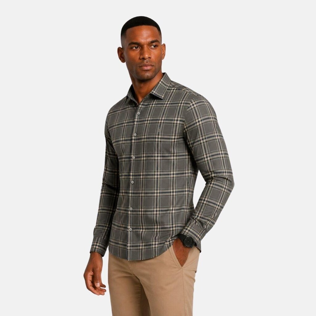 Camisa Xadrez Masculina Algodão Manga Longa Medson