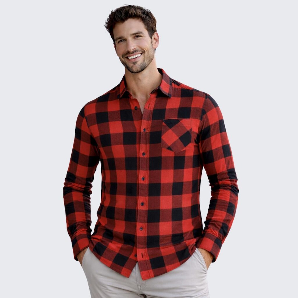 Camisa Xadrez Masculina Flanelada Manga Longa