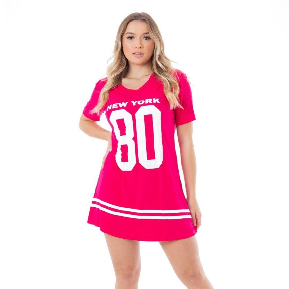 Camisão Feminino Camisetão Vestido Blusão Feminina - Rosa Menor preço em Camisão Feminino Camisetão Vestido Blusão Feminina - Rosa