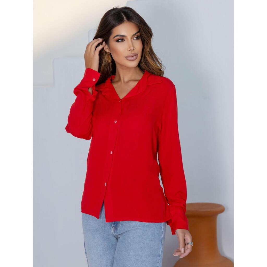 Camisas Femininas Social Blusa Manga Longa Moda Feminina Lançamento