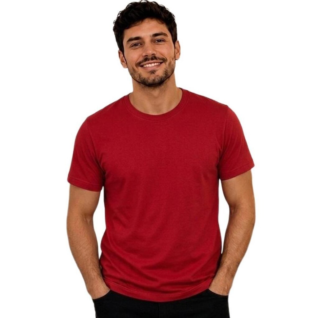 Camiseta 100% Algodão Masculina Lisa Casual Gola Redonda