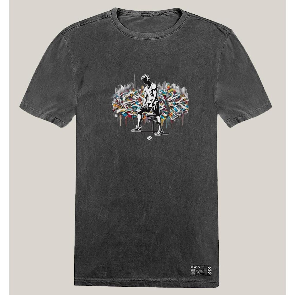 Camiseta Academia Masculina Estonada Algodão Prime WSS Gym Graffiti