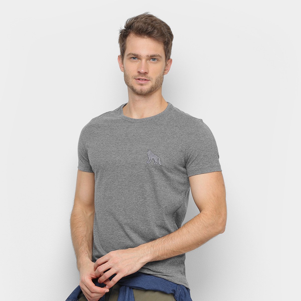 Camiseta Acostamento Básica Masculina - Grafite Menor preço em Camiseta Acostamento Básica Masculina - Grafite