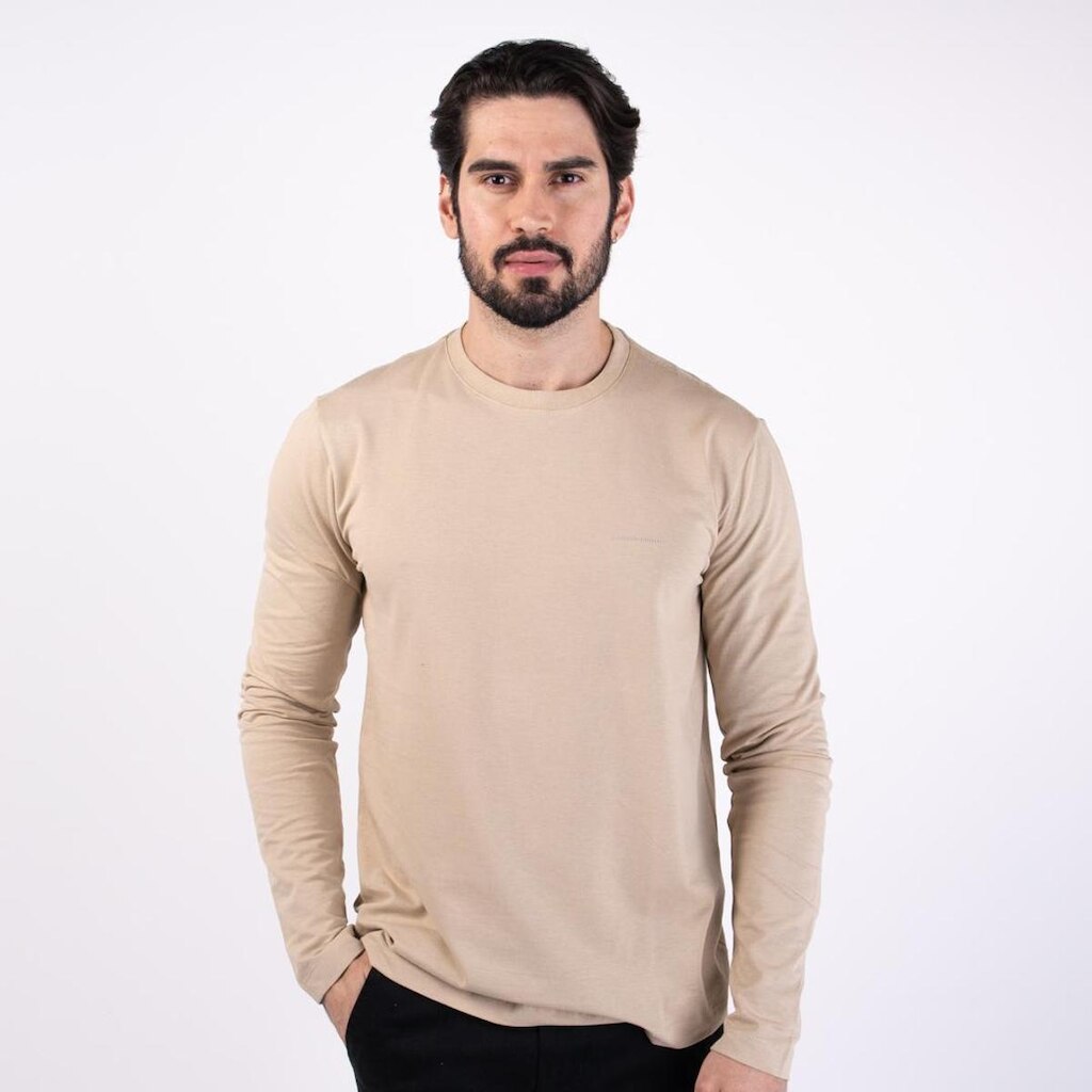Camiseta Acostamento Manga Longa Telada Bege