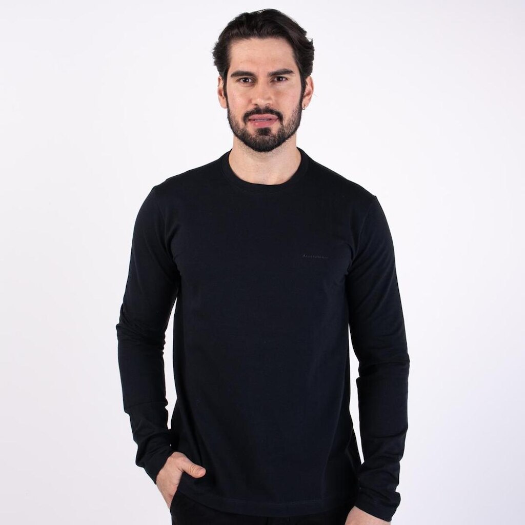 Camiseta Acostamento Manga Longa Telada Preto