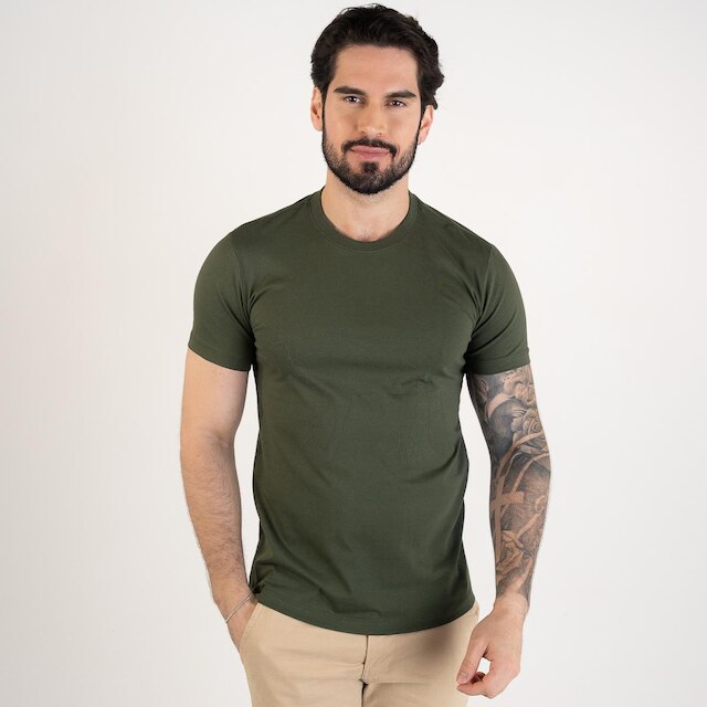 Camiseta Acostamento Wolf Alto Relevo Verde Militar