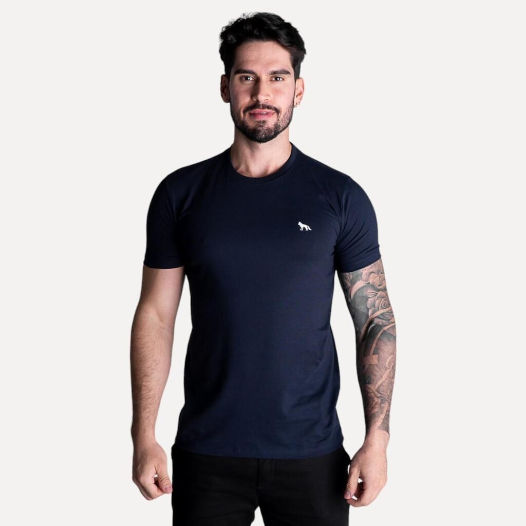 Camiseta Acostamento Wolf Casual Azul Marinho