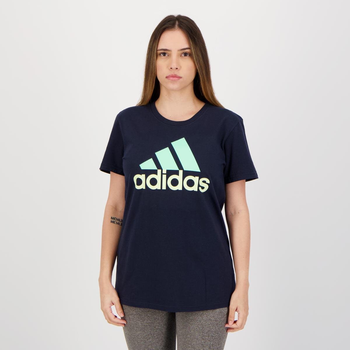 camiseta adidas feminina azul marinho