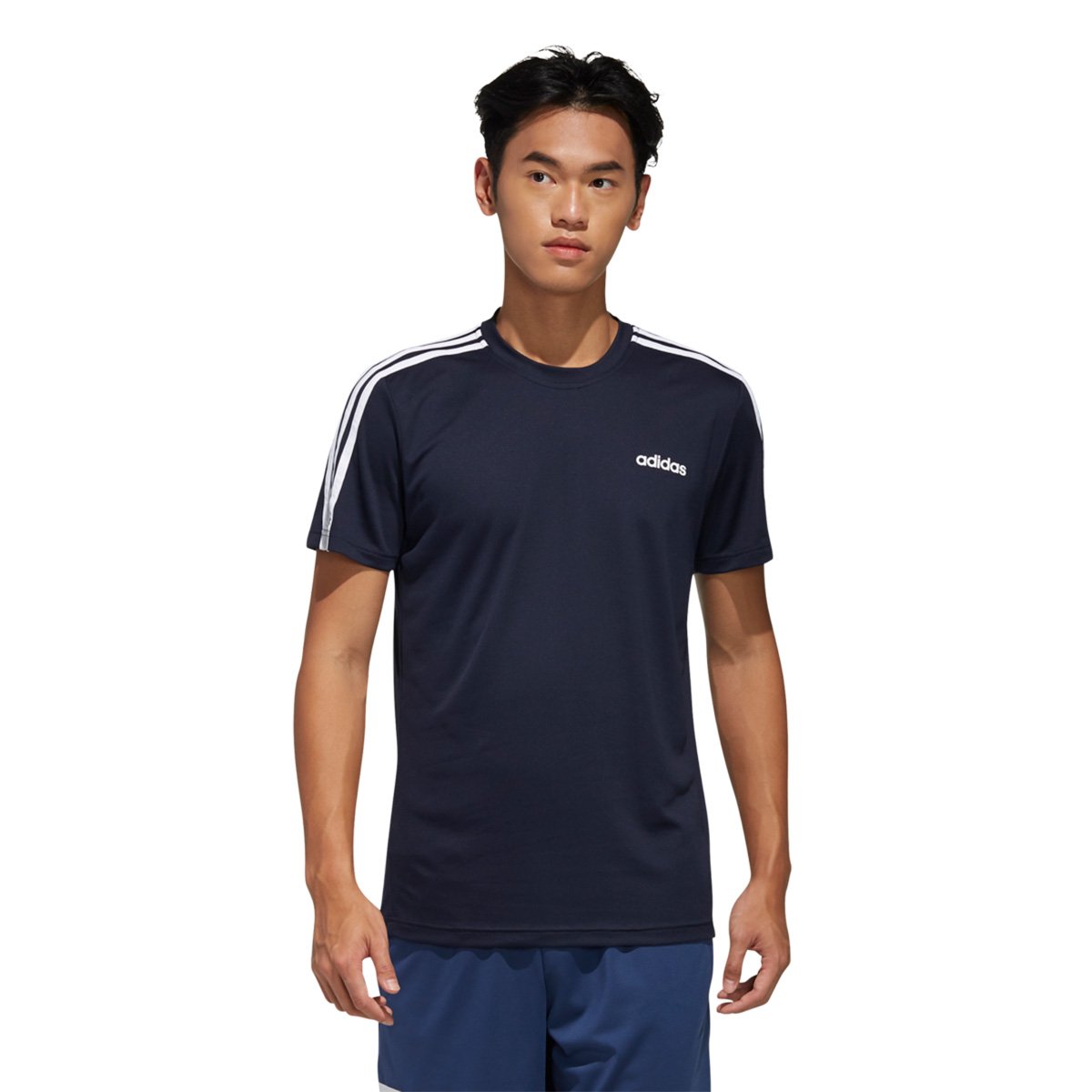 Camiseta Adidas D2M Ar 3Stripes Masculina - Marinho+Branco Menor preço em Camiseta Adidas D2M Ar 3Stripes Masculina - Marinho+Branco