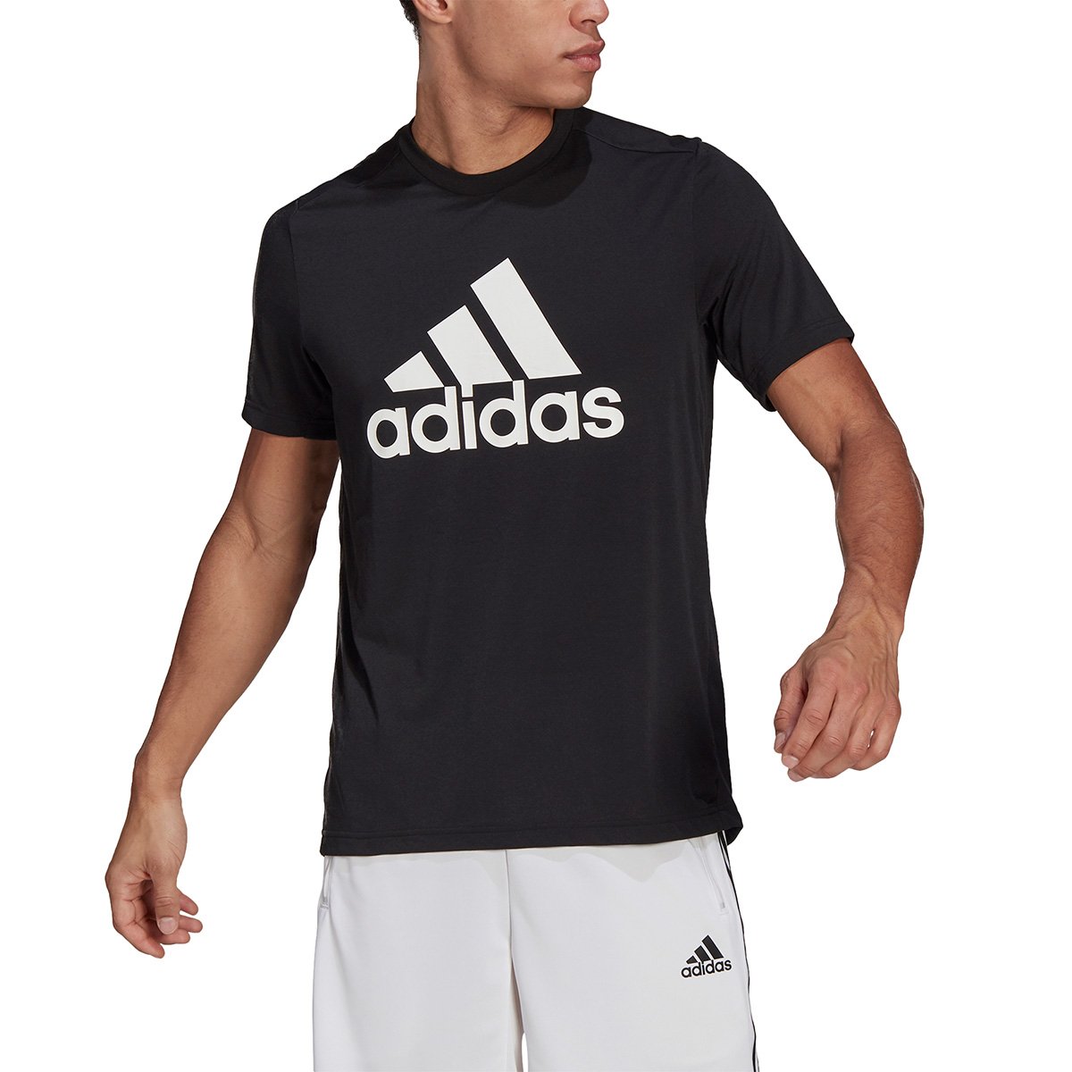Camiseta Adidas D2M Logo Feelready Masculina - Preto+Branco Menor preço em Camiseta Adidas D2M Logo Feelready Masculina - Preto+Branco