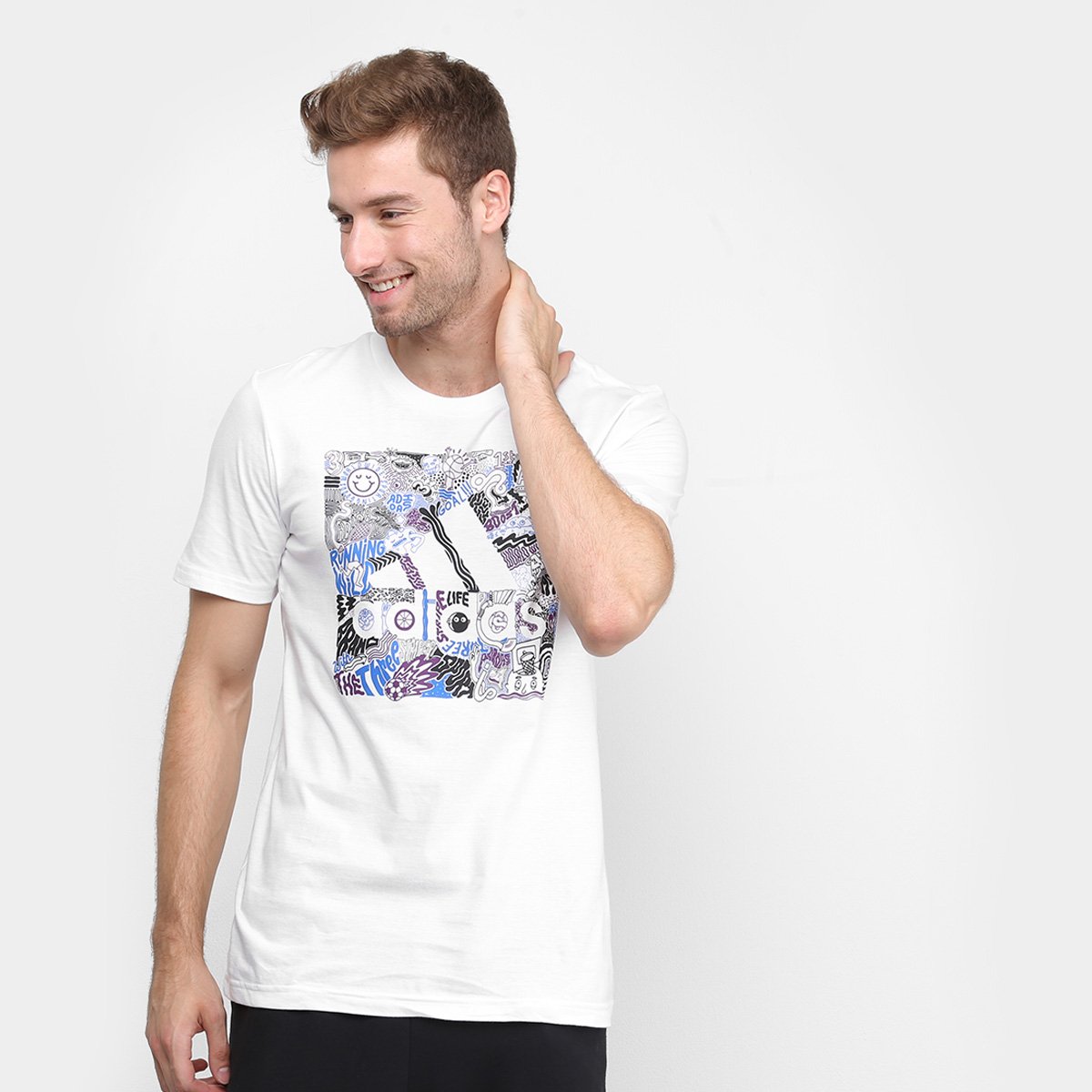 Camiseta Adidas Doodle Bos Masculina - Branco+Azul é ruim? Camiseta Adidas Doodle Bos Masculina - Branco+Azul é boa?