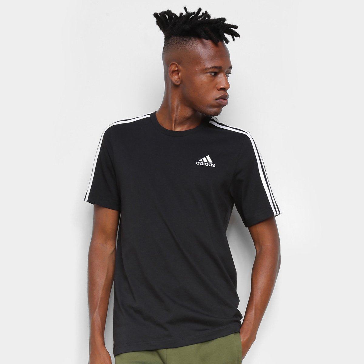 Camiseta Adidas Essentials 3 Listras Masculina - Preto+Branco é ruim? Camiseta Adidas Essentials 3 Listras Masculina - Preto+Branco é boa?