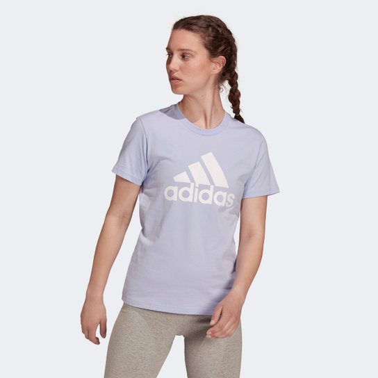 Camiseta Adidas Essentials Logo Adidas Feminina - Lilás+Branco