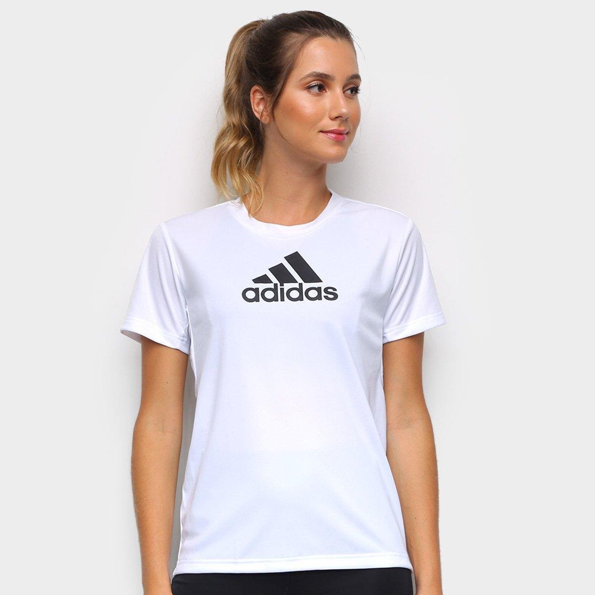 Camiseta Adidas Essentials Logo Adidas Feminina - Branco+Preto Menor preço em Camiseta Adidas Essentials Logo Adidas Feminina - Branco+Preto