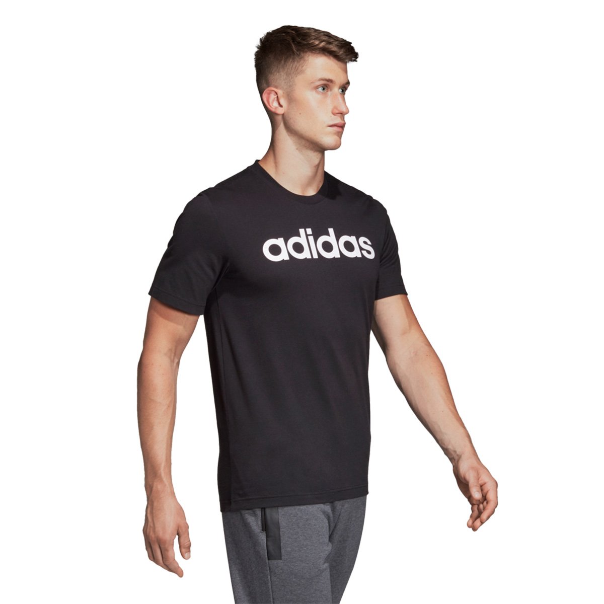 Camiseta Adidas Lin Masculina - Preto+Branco Menor preço em Camiseta Adidas Lin Masculina - Preto+Branco