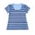 Camiseta Adulta Feminina Listrada Branca Azul - Branco