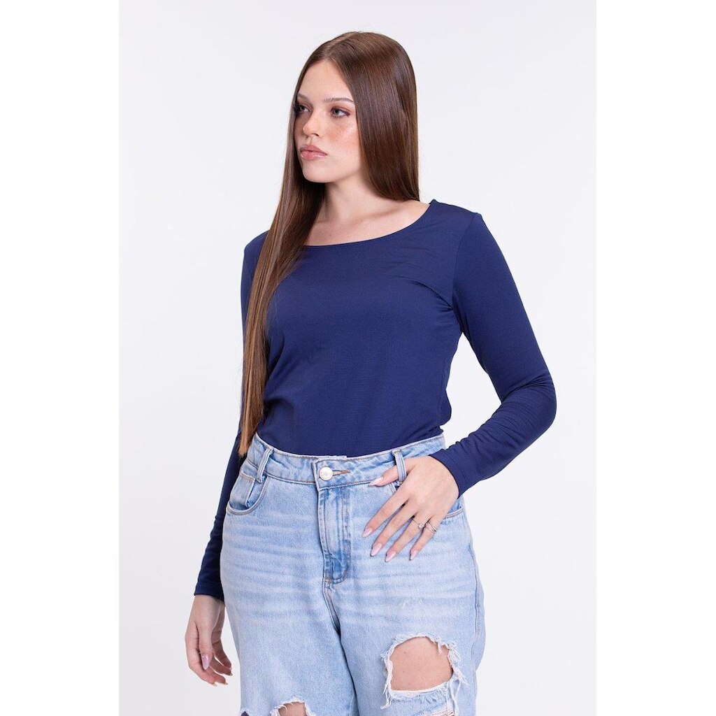 Camiseta Adulto Térmico Feminino UV50+ Marinho