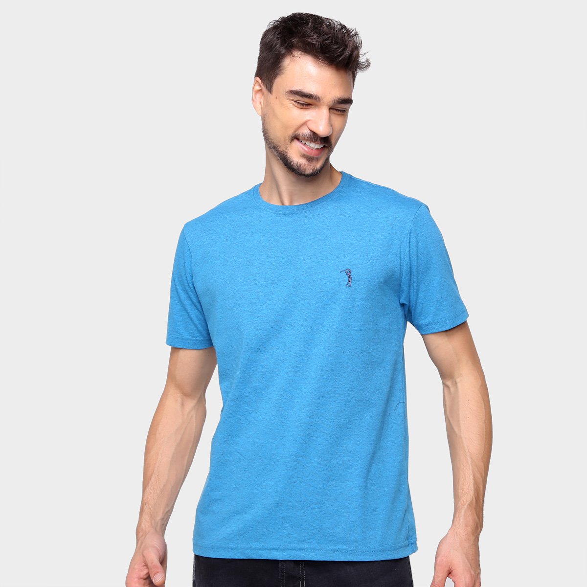 Camiseta Aleatory Básica Lisa Masculina - Azul Menor preço em Camiseta Aleatory Básica Lisa Masculina - Azul