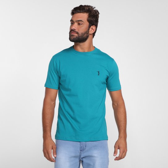 Camiseta Aleatory Básica Lisa Masculina - Verde escuro