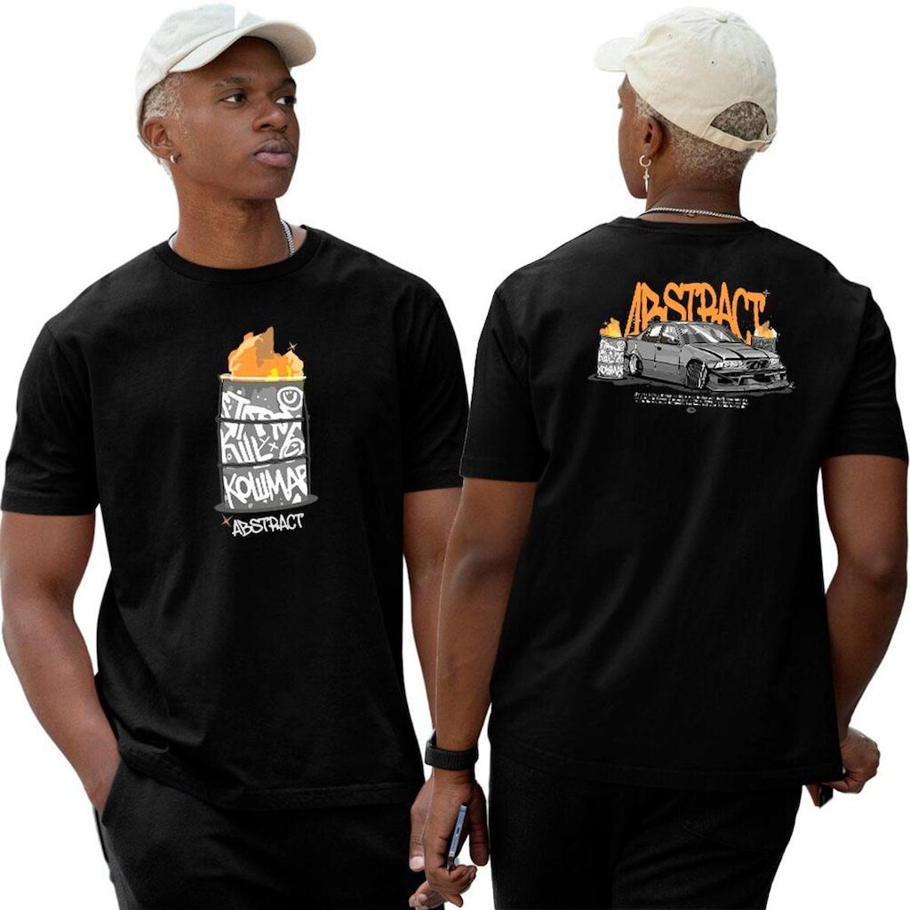 Camiseta Algodão Basica‎ Car Style Drift Abstract