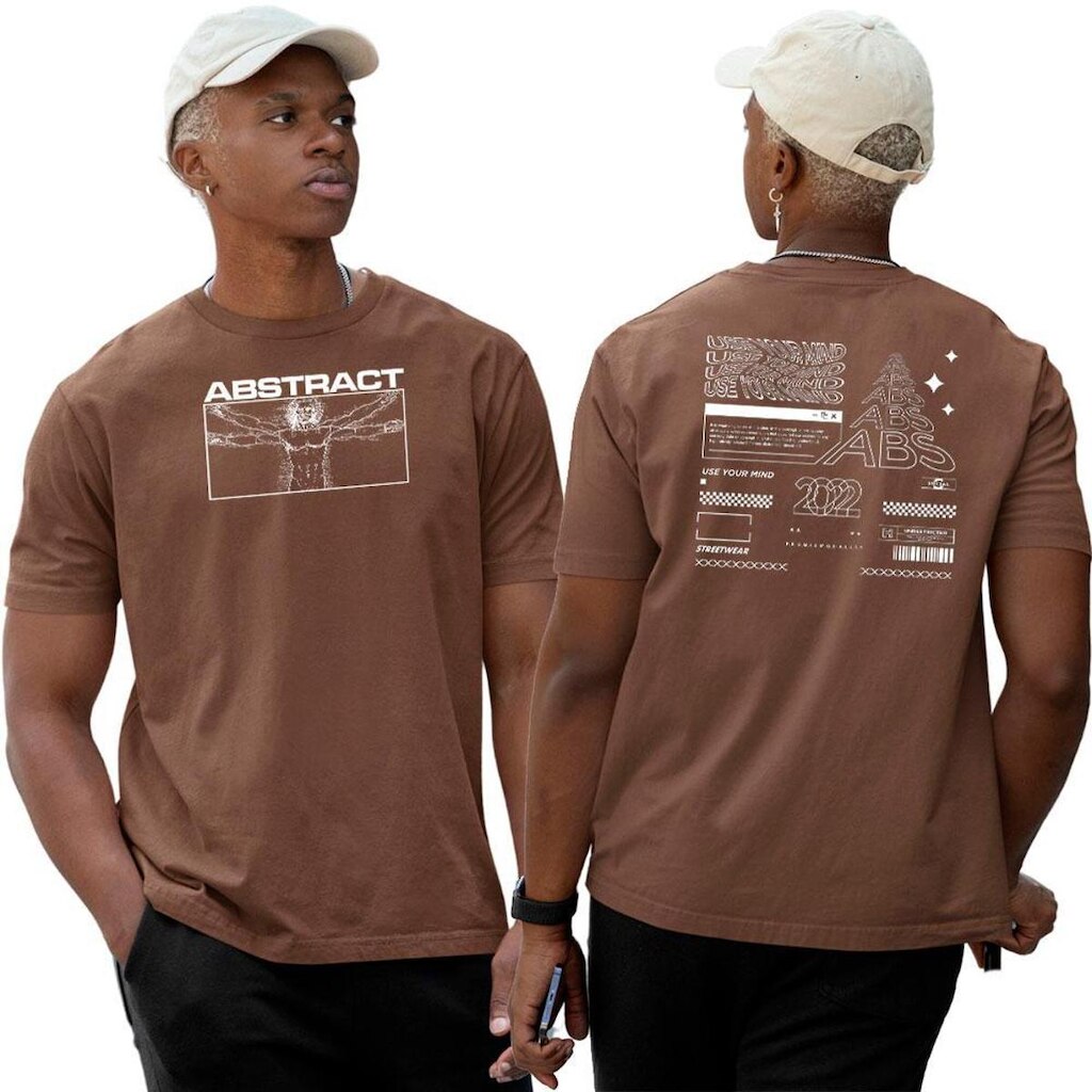 Camiseta Algodão Basica‎ Homem Vitruviano Use Your Mind Abstract