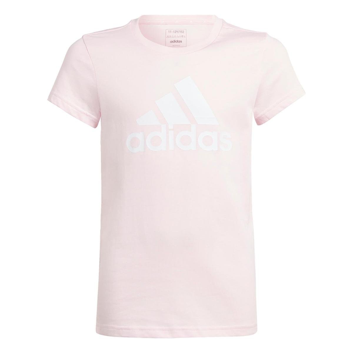 Camiseta Algodão Essentials Big Logo Adidas - Rosa+Branco Menor preço em Camiseta Algodão Essentials Big Logo Adidas - Rosa+Branco