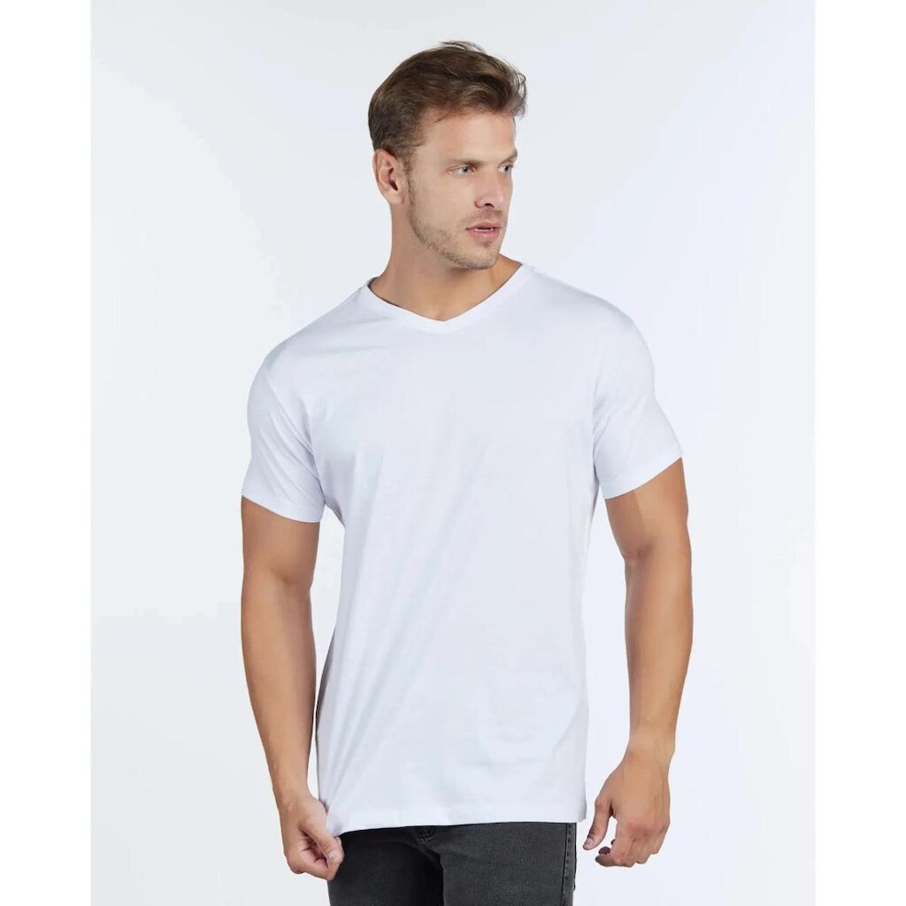 Camiseta Algodao Organico Gola V Lunfe