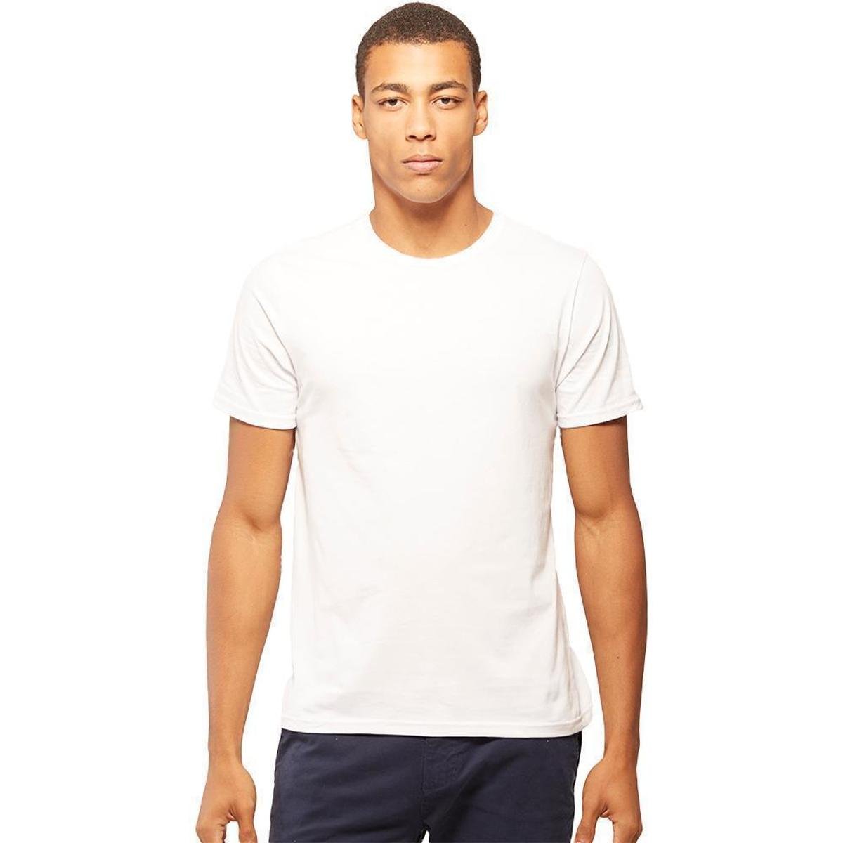 Camiseta Algodão Premium Masculina - Branco Menor preço em Camiseta Algodão Premium Masculina - Branco
