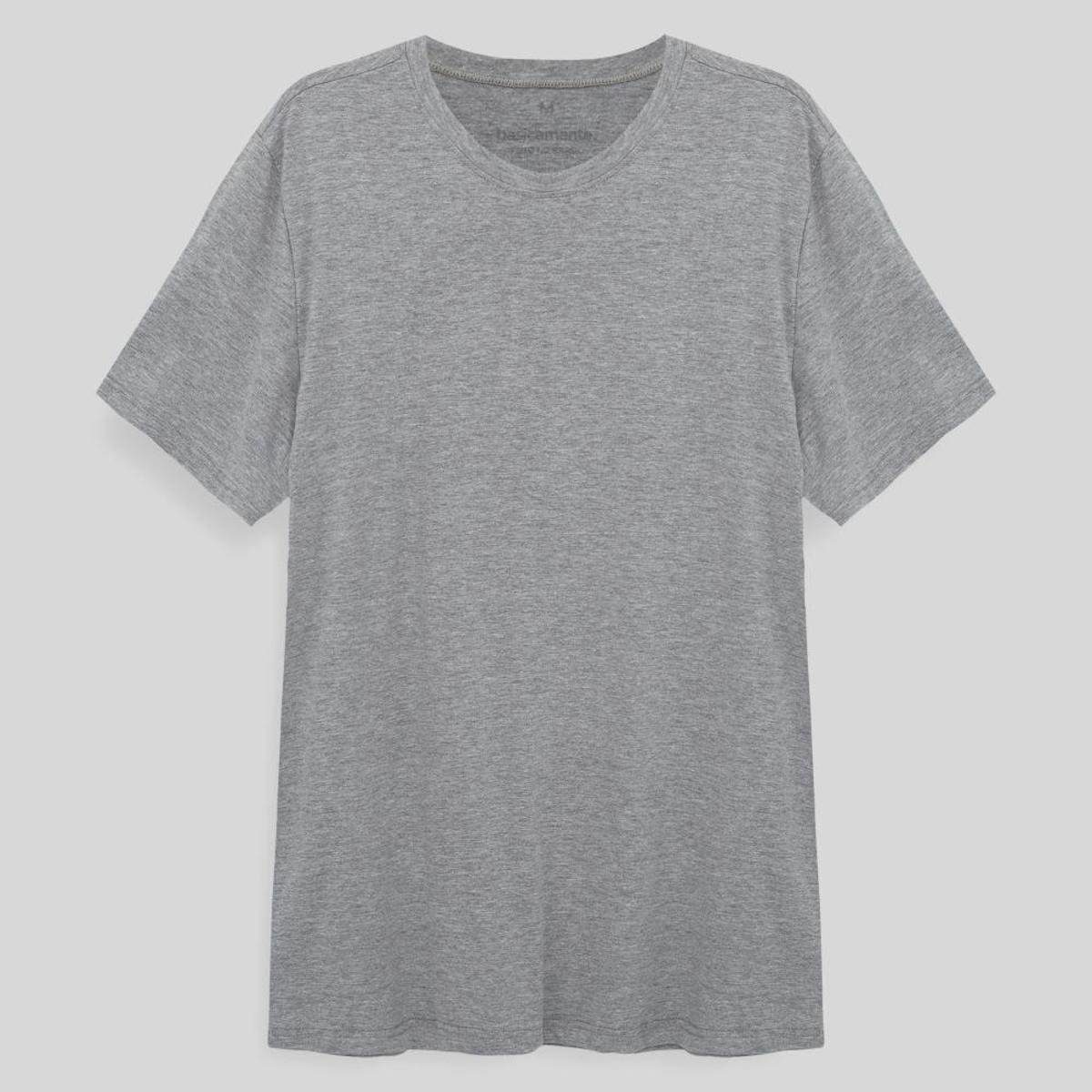 Camiseta Algodão Premium Masculina - Cinza Claro é ruim? Camiseta Algodão Premium Masculina - Cinza Claro é boa?