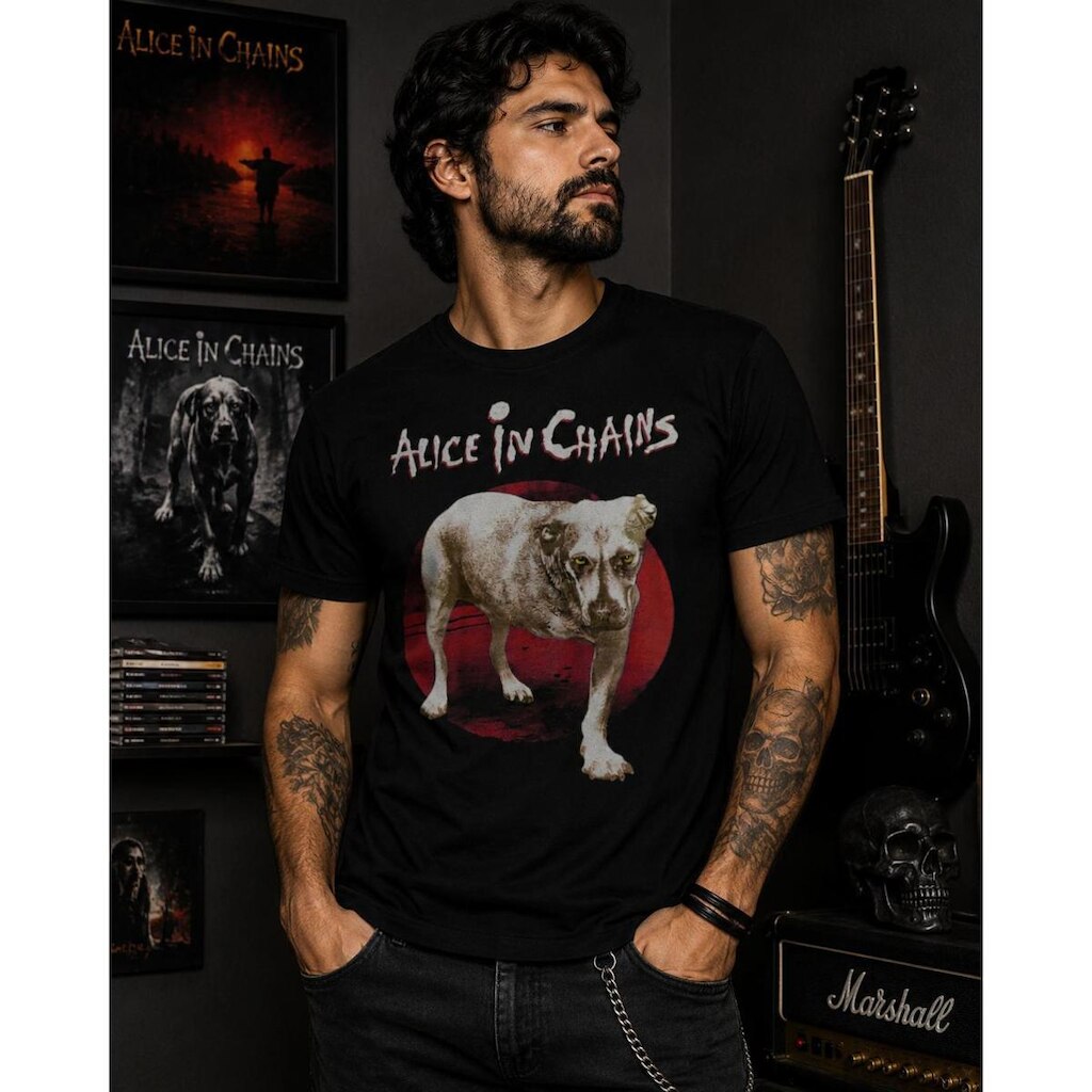 Camiseta Alice In Chains Dog Estampa Rock 100 Algodão