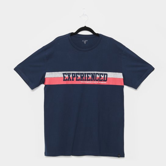 Camiseta All Free Experienced Plus Size Masculina - Marinho